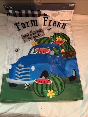 Style & Co. Blue Truck Watermelon Garden Banner